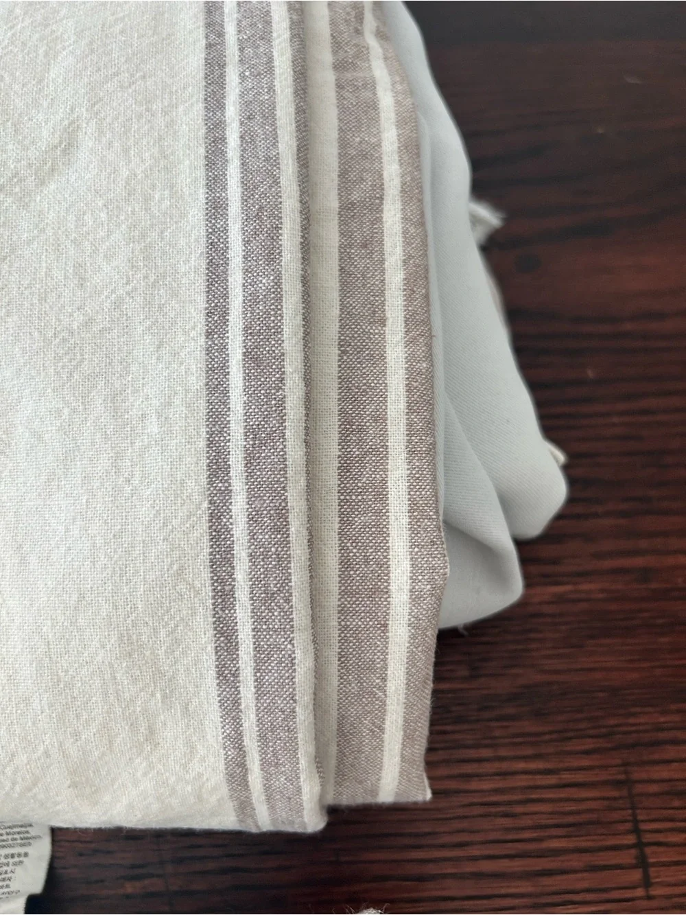 Pottery Barn Linen Blend Creamy White and Gray Striped Curtains (2) 50X80